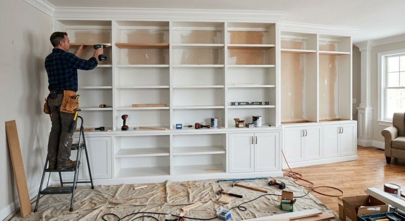 Built In Bookshelves Installation in Durham, NC